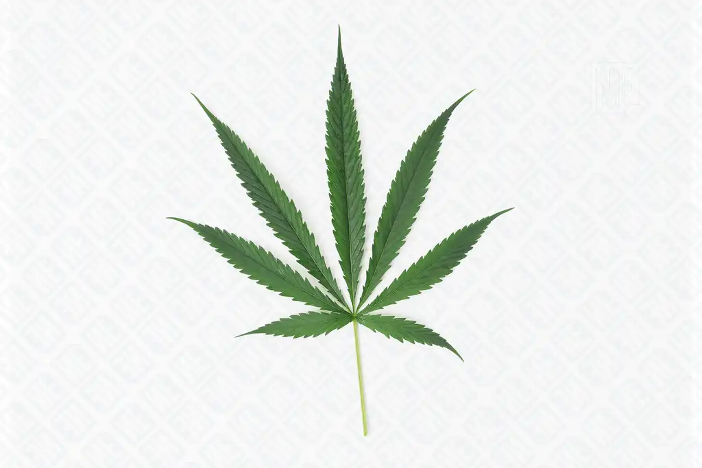 Folha verde de cannabis isolada em fundo branco