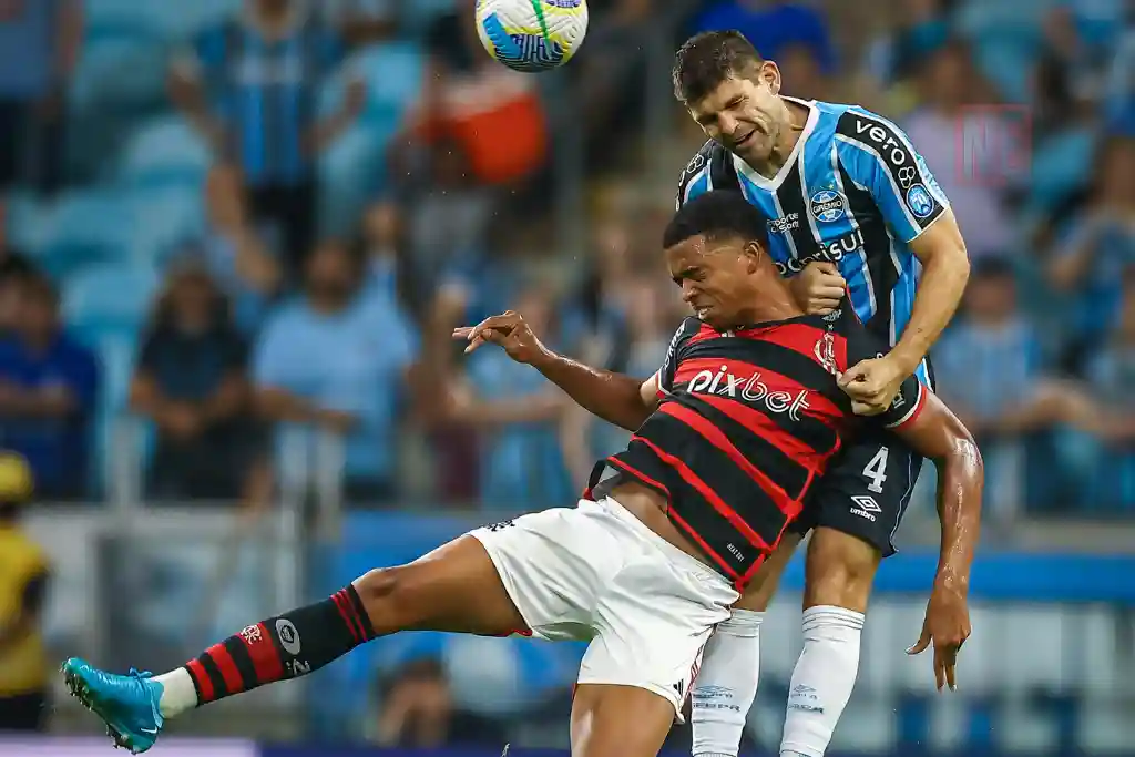 Lance da partida entre Grêmio e Flamengo, em partida valida pela Campeonato Brasileiro 2024