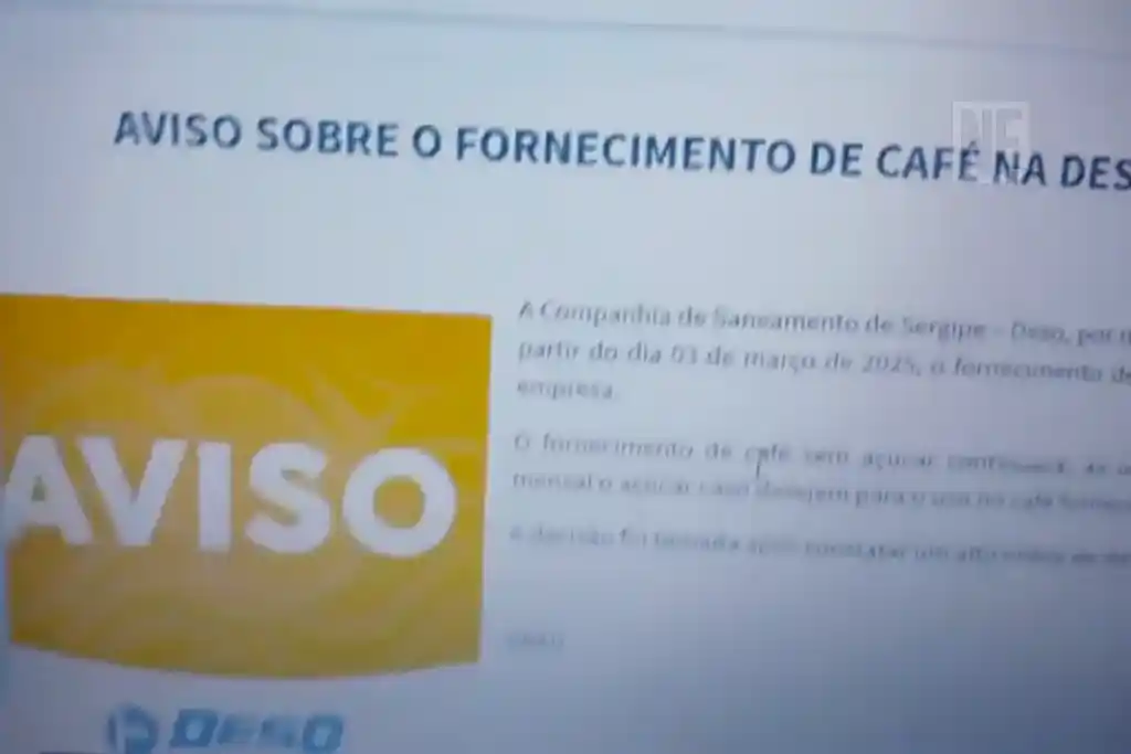 Aviso da Deso sobre fornecimento de café